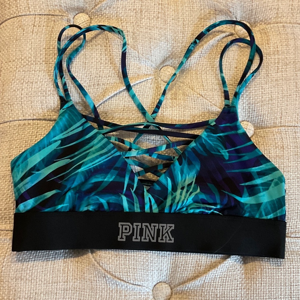 PINK Victoria's Secret Teal and Navy Strappy Bralette